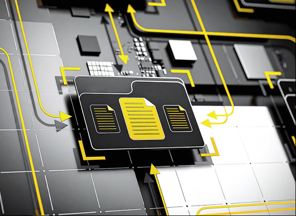 imagem abstrata de um chip, preto e amarelo