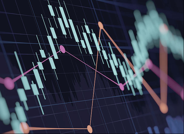 Gráfico representando queda e ascensão da bolsa de valores