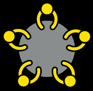 Logo com cinco icones de usuários em circulo